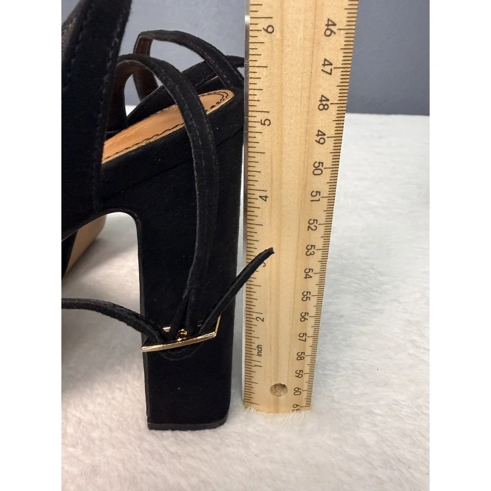 ASOS Design Black Platform Block Closed Toe Heels  US 7 Adjustable Strap
